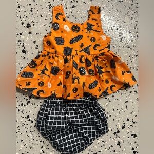 Halloween Themed Orange Dress with Black Shorts